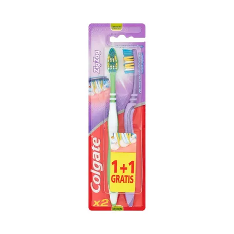 COLGATE SZCZOTECZKA DO ZĘBÓW ZIG ZAG ANTYBAKTERYJNA MEDIUM 1+1