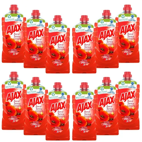 AJAX FLORAL FIESTA Płyn uniwersalny do mycia podłóg, POLNE KWIATY 1 l, pakiet 12 szt.