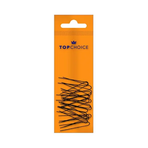 Top choice szpilki, kokówki fryzjerskie do włosów czarne, falowane, 50 mm, 20 sztuk