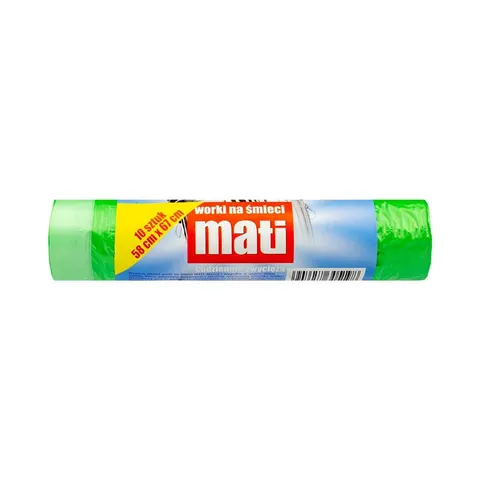 MATI WORKI NA ŚMIECI 60L 10 SZT. ZIELONE Z TAŚMĄ