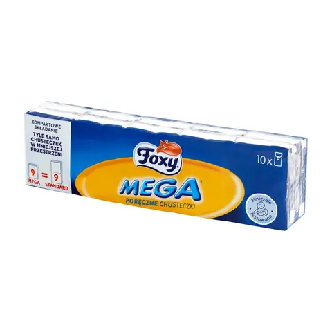 FOXY MEGA Chusteczki higieniczne 3-warstwowe 10×9 szt.