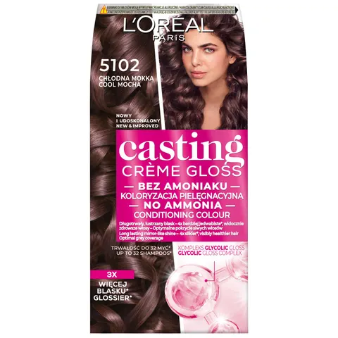 LOREAL CASTING CREME GLOSS FARBA KOLORYZUJĄCA 5102 CHŁODNA MOKKA