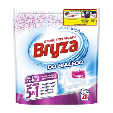 BRYZA 5W1 KAPSUŁKI DO PRANIA 28 SZT. BIAŁE ACTIVE FORCE