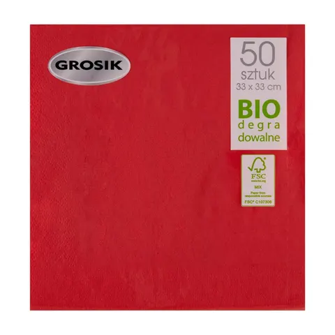 GROSIK SERWETKI STOŁOWE 50 SZT. 33X33 CZERWONE