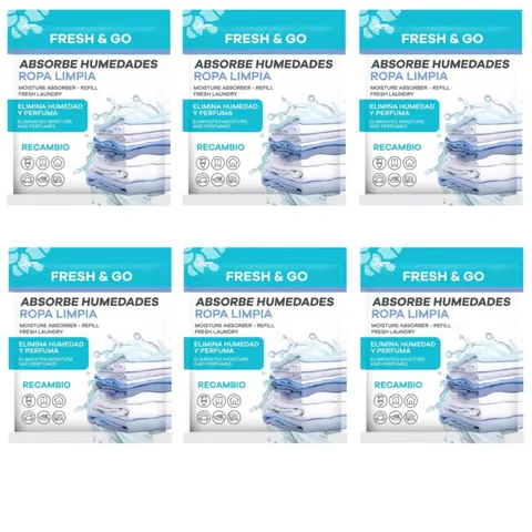 FRESH & GO Pochłaniacz wilgoci BAWEŁNA, wkład 300 g, pakiet 6 szt.