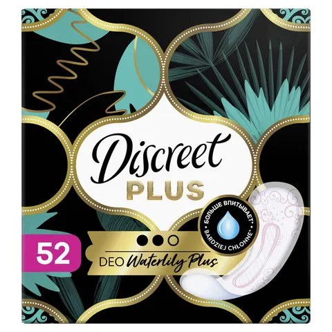 DISCREET WKŁADKI HIGIENICZNE WATERLILY PLUS 52 SZT.