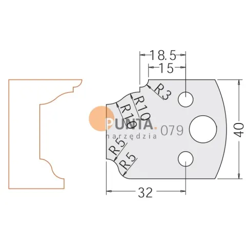 Dimar nóż i ogranicznik HSS prof. 079 40 symbol: D3307940