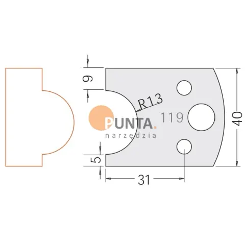 Dimar nóż i ogranicznik HSS prof. 119 40 symbol: D3311940