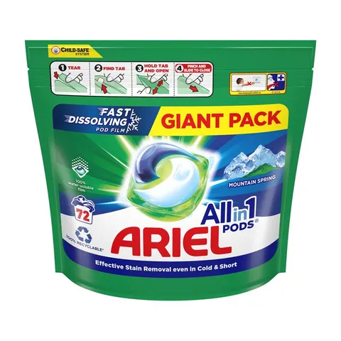 ARIEL KAPSUŁKI DO PRANIA 72 SZT. FOLIA ALL IN ONE PODS MOUNTAIN SPRING