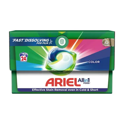 ARIEL KAPSUŁKI DO PRANIA 24 SZT. KARTON BOX ALL IN ONE PODS KOLOR