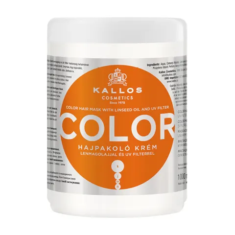 Kallos color maska do włosów farbowanych z olejem lnianym i filtrem uv, 1000ml