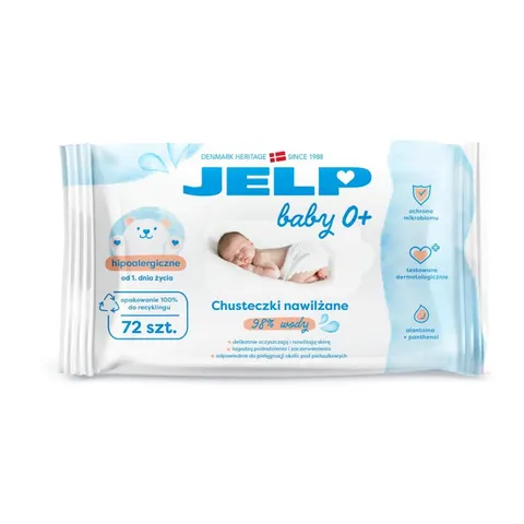 JELP 0+ Chusteczki nasączone wodą 98% 72szt DM