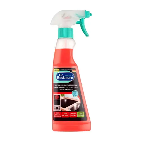DR BECKMANN SPRAY DO CZYSZCZENIA 250ML PŁYTY INDUKCYJNE,STAL NIERDZEWNA