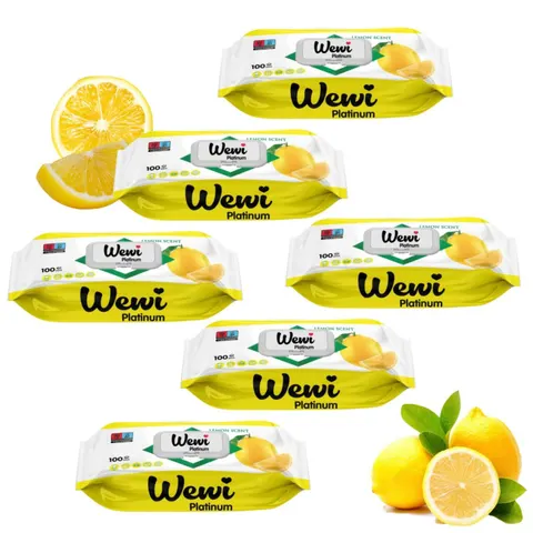 WEWI PLATINUM Ręczniki nawilżane 100 szt LEMON, pakiet 6 opakowań