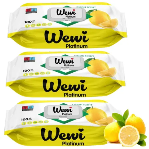 WEWI PLATINUM Ręczniki nawilżane 100 szt LEMON, pakiet 3 opakowań