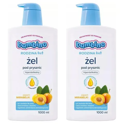 BAMBINO RODZINA Żel pod prysznic MIRABELKA 1 l, pakiet 2 szt.
