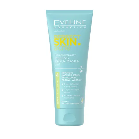 EVELINE PERFECT SKIN ACNE PEELING-PASTA-MASKA DO TWARZY 75ML 3W1