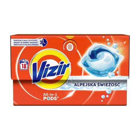 VIZIR KAPSUŁKI DO PRANIA 18 SZT. KARTON ALPEJSKA ŚWIEŻOŚĆ