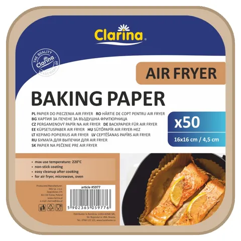 CLARINA PAPIER DO PIECZENIA AIR FRYER 16X16CM 50 SZT.