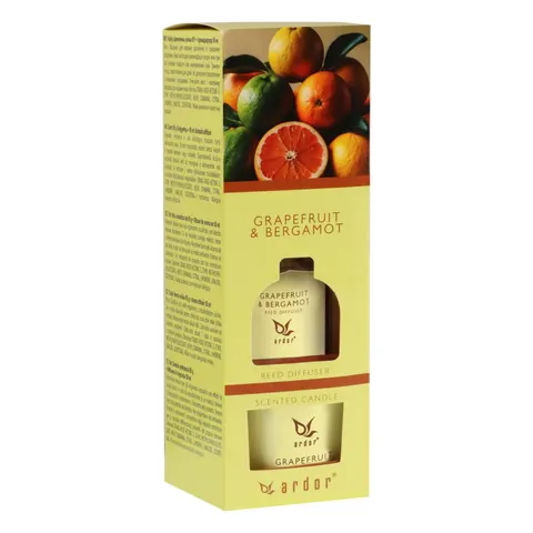 ARDOR KOMPLET PATYCZKI PACHNĄCE 50ML+ŚWIECA 85G GRAPEFRUIT&BERGAMOT