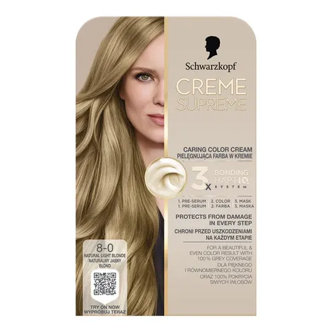 CREME SUPREME FARBA KOL 8-0 NATURALNY JASNY BLOND/NATURAL LIGHT BLONDE