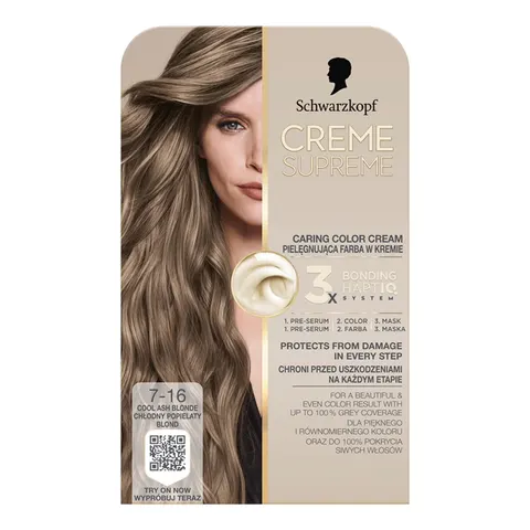 CREME SUPREME FARBA KOL 7-16 CHŁODNY POPIELATY BLOND/COOL ASH BLONDE