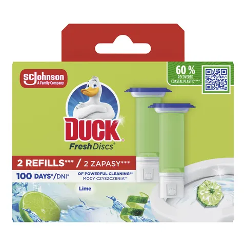 DUCK KRĄŻEK ŻELOWY DO WC FRESH DISCS ACTIVE ZAPAS DISC LIME 2 SZT.