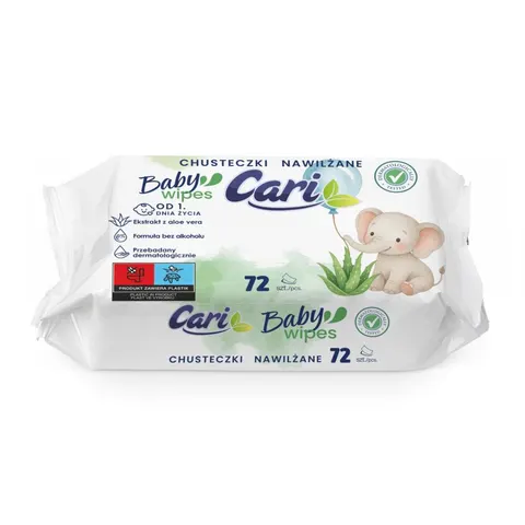 CHUSTECZKI NAWILŻANE DLA DZIECI 72 SZT. ALOE VERA CARI