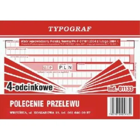 Druk "Polecenie Przelewu" 4-odc 1133 TYPOGRAF /01133/
