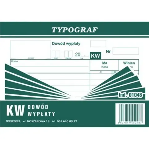 Druk "KW" A6 TYPOGRAF 1048 /01048/