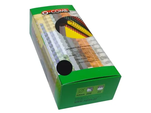 Grzbiety plastikowe - O.COMB Okrągłe 12mm A4/100szt - kolor CZARNY - OPUS