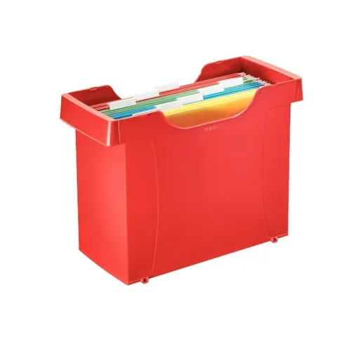 Kartoteka na teczki zawieszkowe LEITZ PLUS czerwona+5 teczek