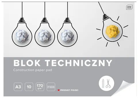 Blok techniczny kol. biały A3 170g 10 kartek INTERDRUK BLTA3