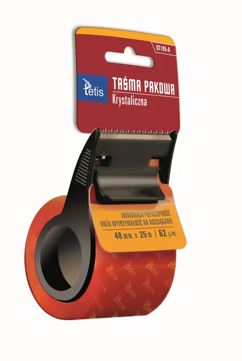 Taśma pakowa 48x25 transparentna ze zrywarką TETIS /GT105-A/