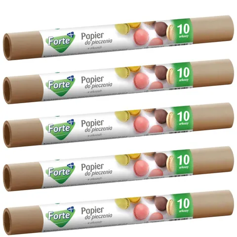 FORTE+ Papier do pieczenia w arkuszach 10 szt, pakiet 5 opakowań