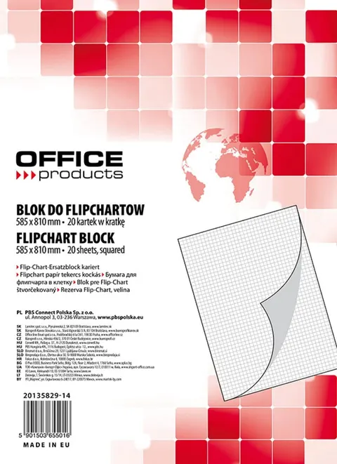 Blok Flipchart Office Products, Kratka, 58,5x81cm, 20 Kart, Biały
