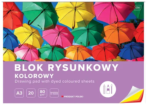 Blok rysunkowy kartonów kolorowych A3/20 INTERDRUK