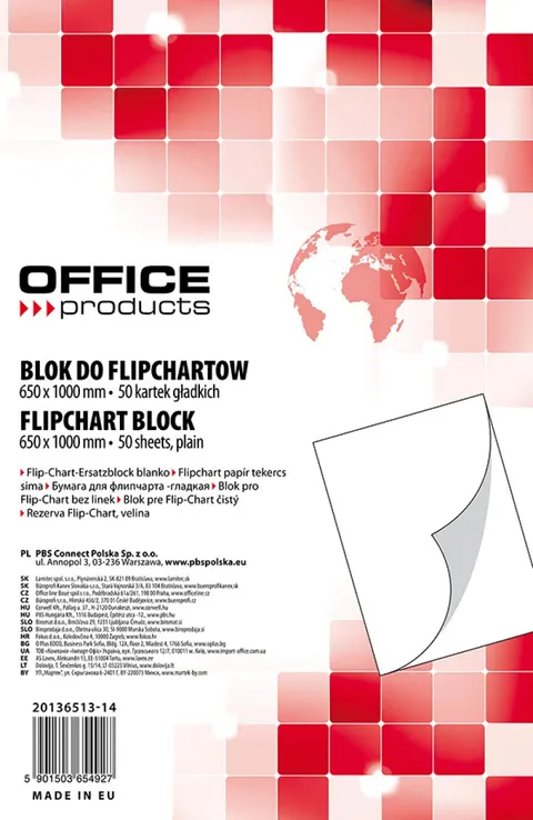 BLOK DO FLIPCHARTÓW 50K GŁADKI 65x100cm 20136513-14 OFFICE PRODUCTS
