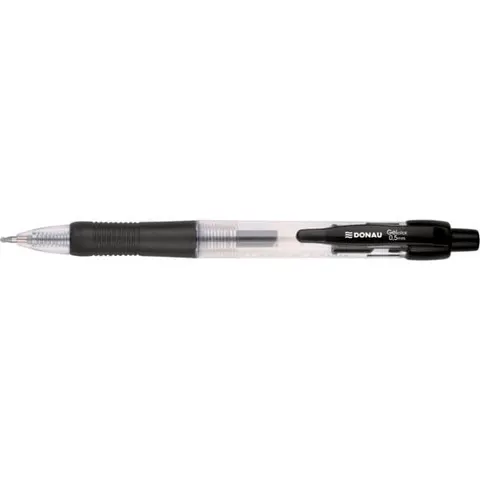 Długopis żelowy automatyczny DONAU kol. czarny kol. obudowy przezroczysty 0,5mm 7344001PL-01