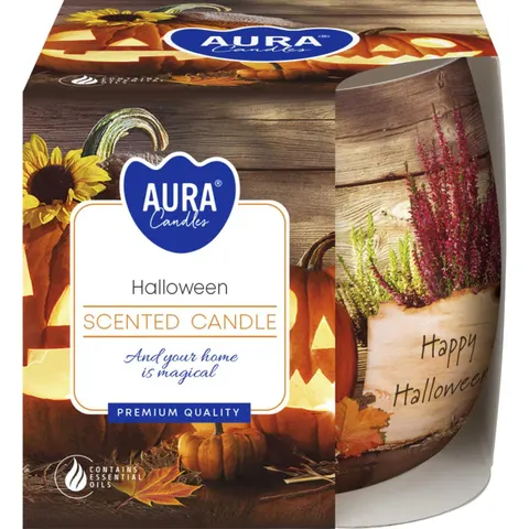 Świeca zapachowa Halloween w szkle z wzorem sn71s-466 Aura