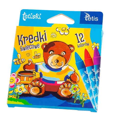 Kredki świecowe 12 kolorów okrągłe TETISKI TETIS /KT015-AB/