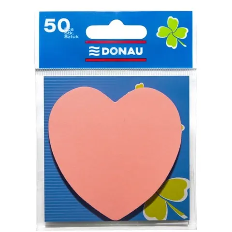 Bloczek samoprzylepny 50 kartek serduszko jasnoróżowy DONAU /7562001PL-16/