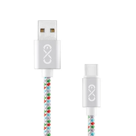 Kabel USB 2.0 ze złączem USB-C EXC DIAMOND biało-kolorowy 1szt. /XM-939926/