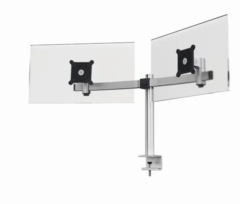 Uchwyt na 2 monitory LCD 21-27'' zacisk biurkowy srebrny /508523/