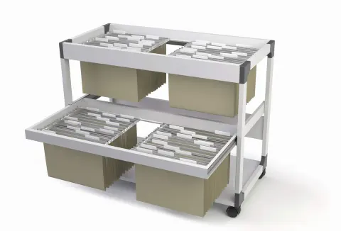 Wózek na teczki zawieszkowe SYSTEM FILE TROLLEY MULTI DUO na 200 teczek szary /379210/