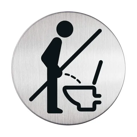 Tabliczka piktogram WC PROSZĘ USIĄŚĆ PICTO śr. 83 mm /492123/
