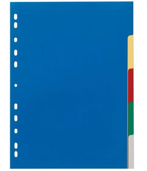 Przekładki A4 wykonane z PP kolorowe indeksy 5 części /673027/