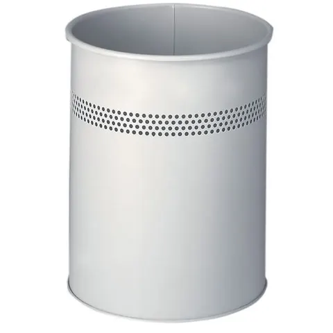 Kosz na śmieci okrągły metalowy 15l perforacja 30mm szary 330010