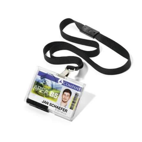 Identyfikator holder 54x87mm z taśmą czarną na 3 karty DURABLE PUSHBOX MONO /892501/