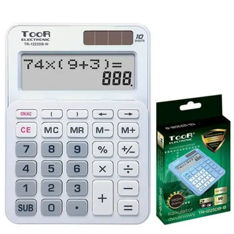 Kalkulator 10 pozycyjny dwuliniowy TOOR TR-1223DB-W biały